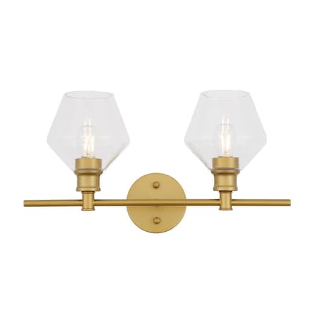 Living District Gene 2 Light Brass & Clear Glass Wall Sconce LD2312BR